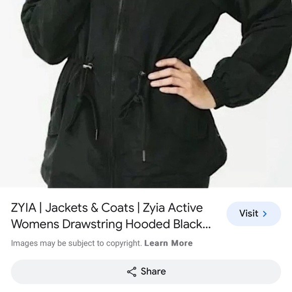 Zyia Women’s Drawstring Hooded Black jacket lined size medium - Picture 14 of 14